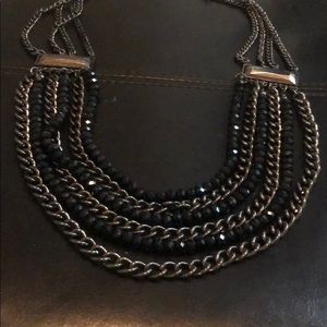 🛼Vintage Metal & Black Beaded Strand Necklace